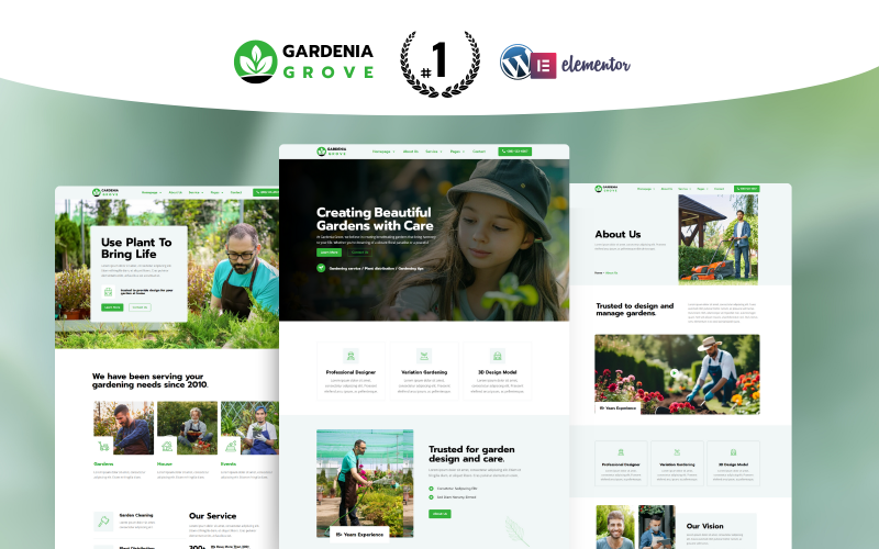 Gardenia - Trädgårdsskötsel WordPress Elementor Template kit