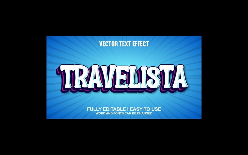 Travelista helt redigerbar vektor 3D texteffekt