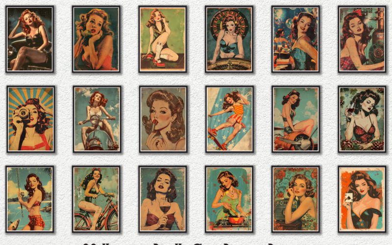 Vintage Pin Up Girl Plakát Balíček
