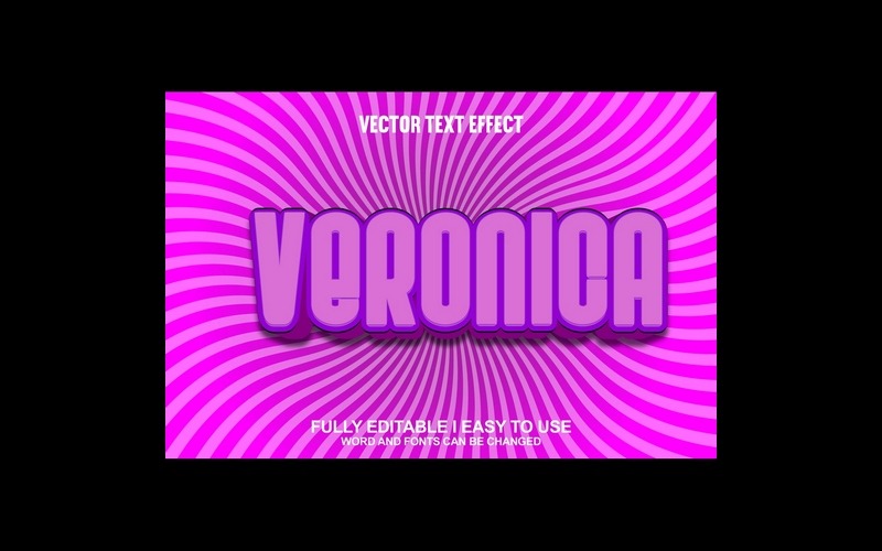 Veronica plně upravitelný vektorový 3D textový efekt