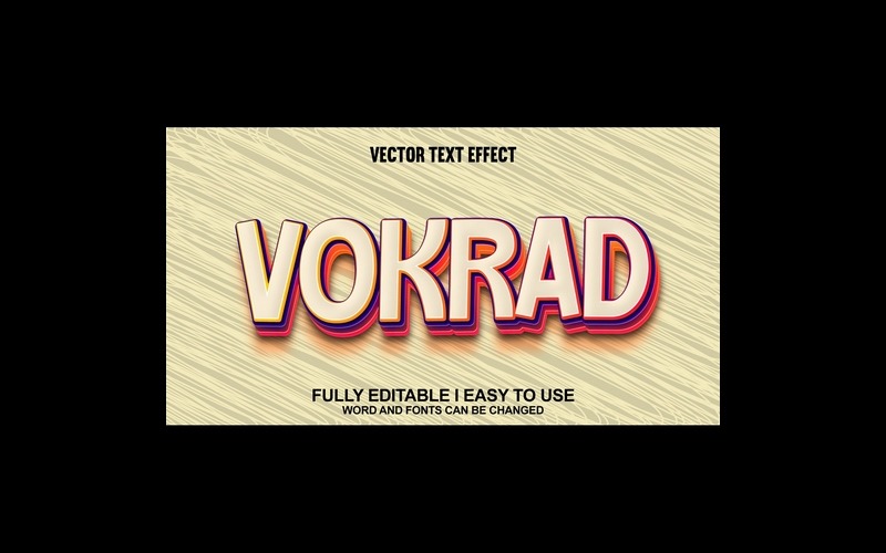 Vokrad Fully Editable Vector 3D Text Effect