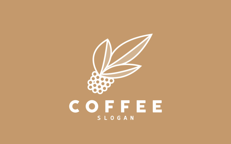 illustration de conception de logo de boisson aux grains de café V3