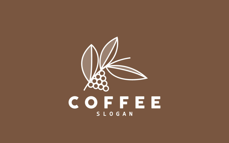 illustration de conception de logo de boisson aux grains de café V6