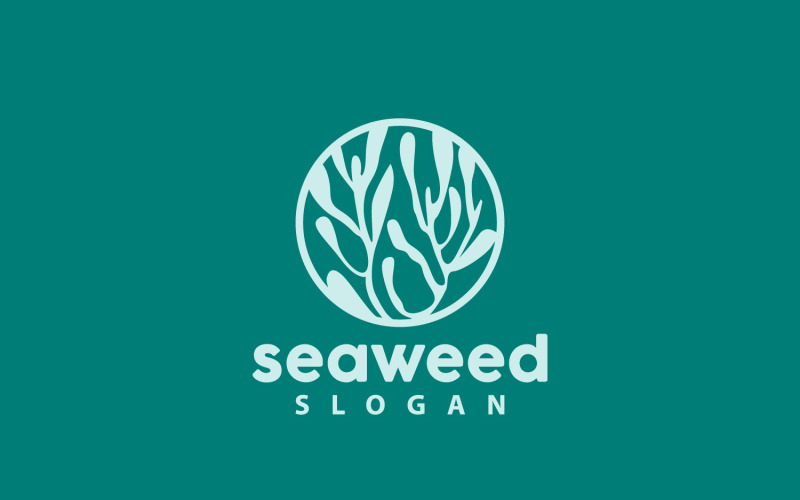 Logotipo de algas marinhas Planta subaquática Design simples V7