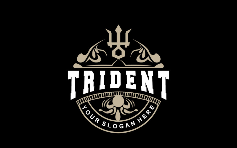Logotipo do Tridente Lança Poseidon Netuno Tritão V11