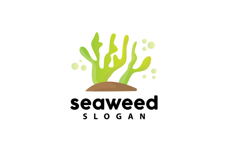 Seaweed Logo Undervattensväxt Enkel Design V8