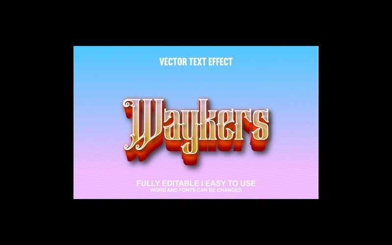 Waykers helt redigerbar vektor 3D-texteffekt