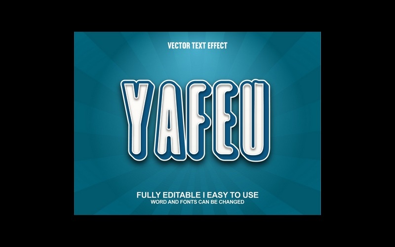 Yafeu helt redigerbar vektor 3D-texteffekt