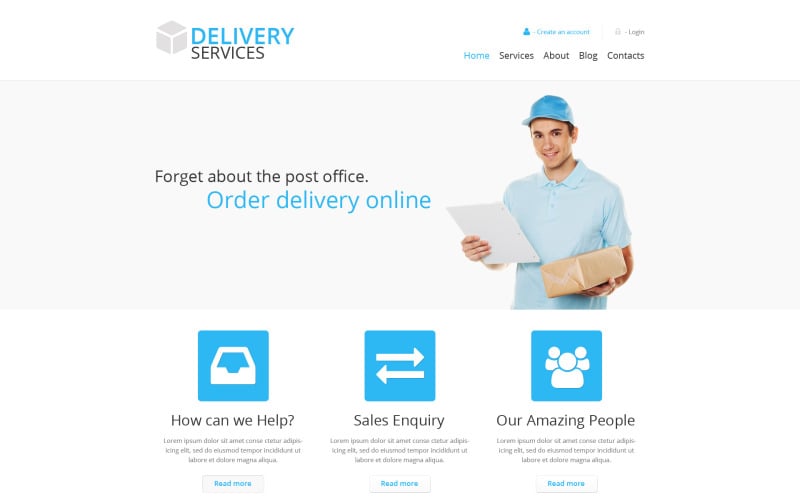 Plantilla de sitio web adaptable de servicios de entrega