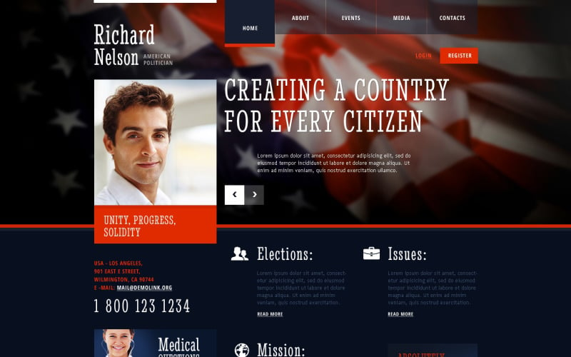 Political Candidate Responsive Website Template