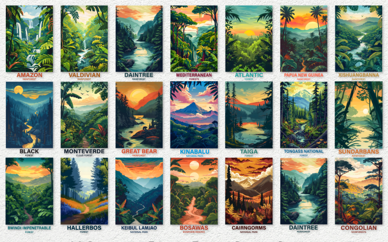 Wunderschönes Wald-Reiseposter-Paket
