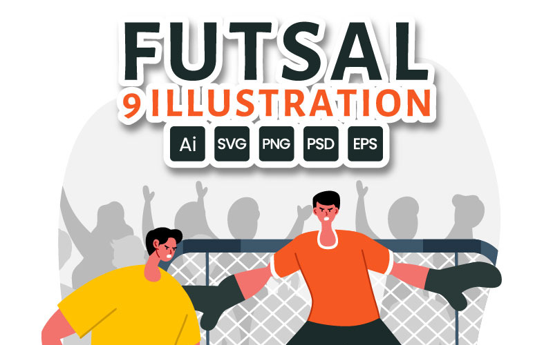 9 Futsal vagy futballsport illusztráció