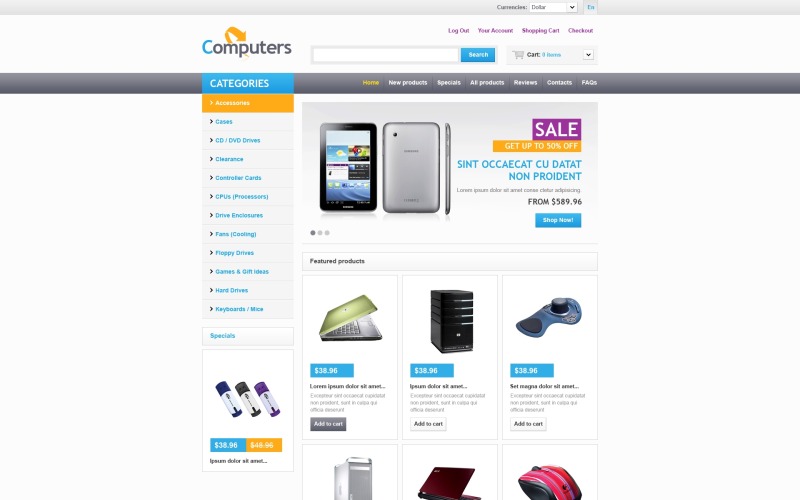 Plantilla ZenCart de Tienda de Computadoras en Línea