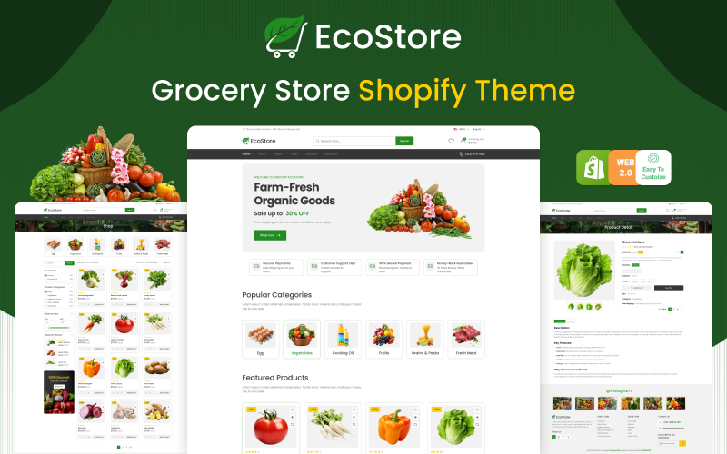 EcoStore - Tema Shopify para e-commerce de vegetais, supermercados, megalojas e alimentos orgânicos