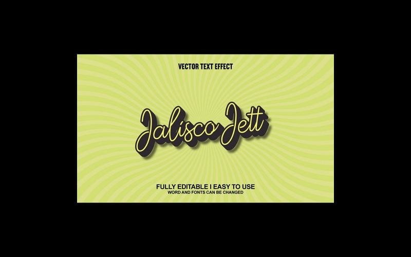Efeito de texto 3D vetorial totalmente editável Jalisco Jett