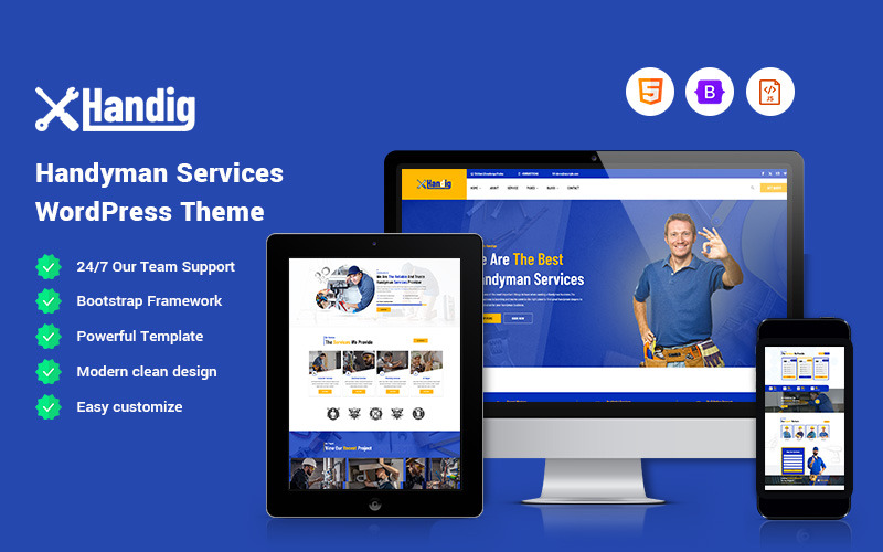 Handig - modelo de site de serviços de faz-tudo
