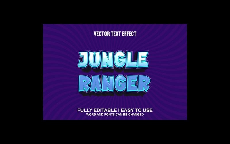 Jungle Ranger plně upravitelný vektorový 3D textový efekt