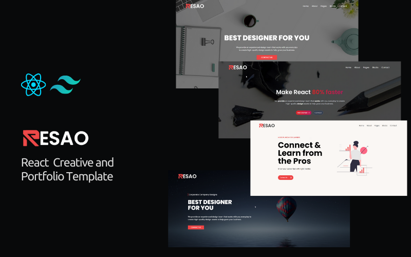 Resao — шаблон React Creative и React Portfolio