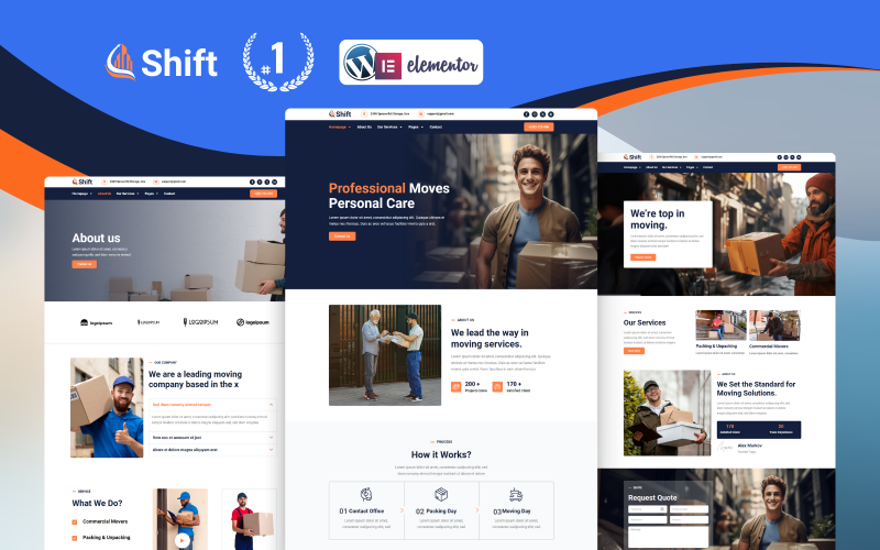 Shift — WordPress Elementor-mall för flyttlösningar