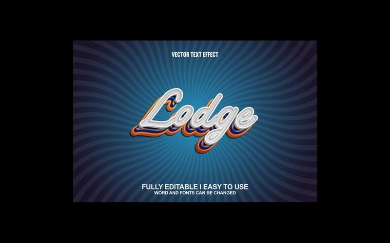 Efecto de texto 3D vectorial totalmente editable de Lodge
