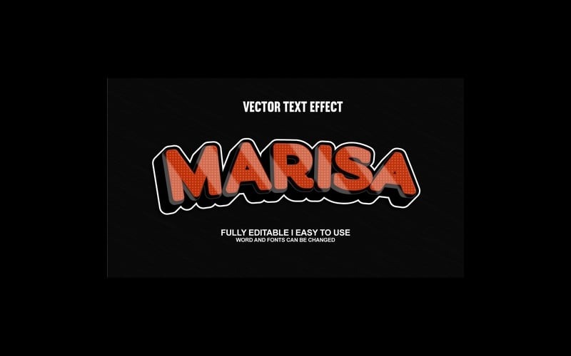 Efecto de texto 3D vectorial totalmente editable de Marisa