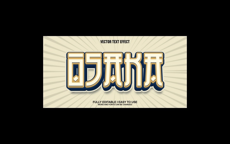 Efeito de texto 3D vetorial totalmente editável de Osaka