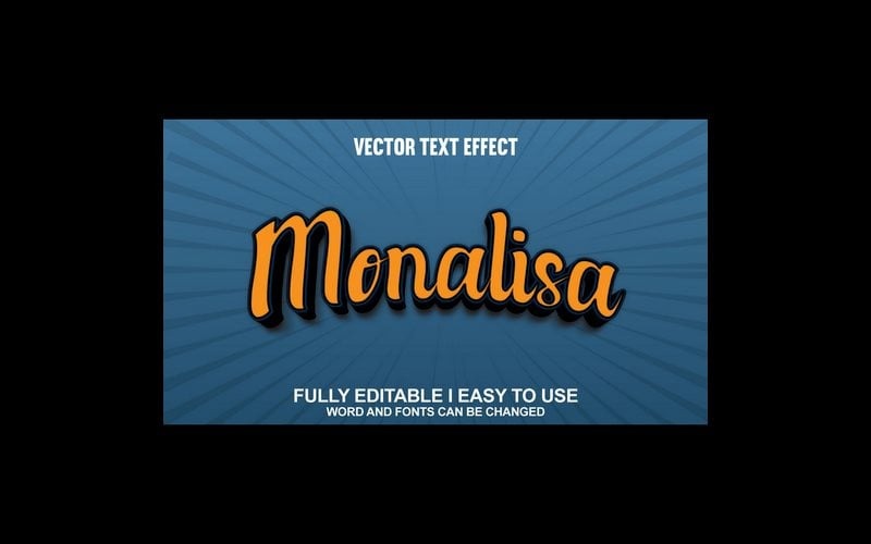 Efeito de texto 3D vetorial totalmente editável Monalisa