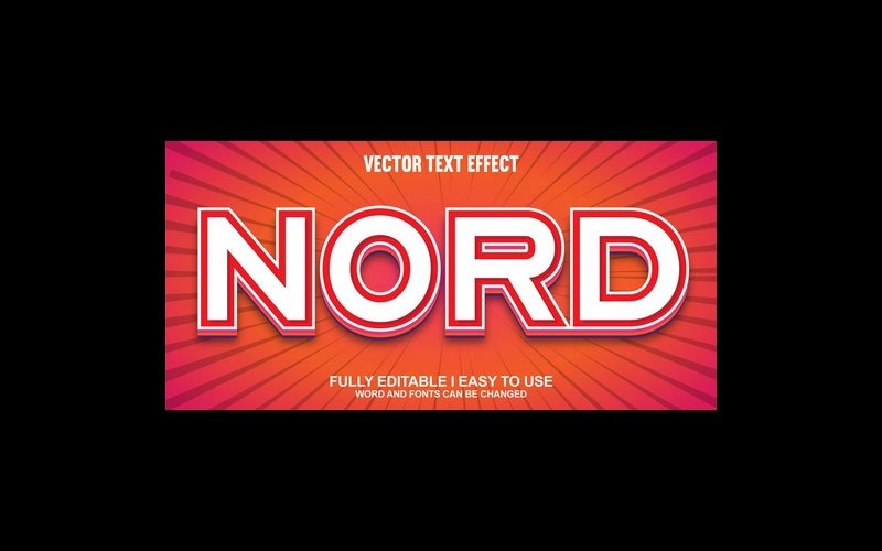 Efeito de texto 3D vetorial totalmente editável Nord