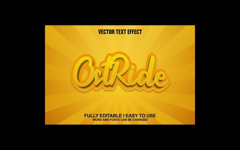Effetto testo vettoriale 3D completamente modificabile Ostride