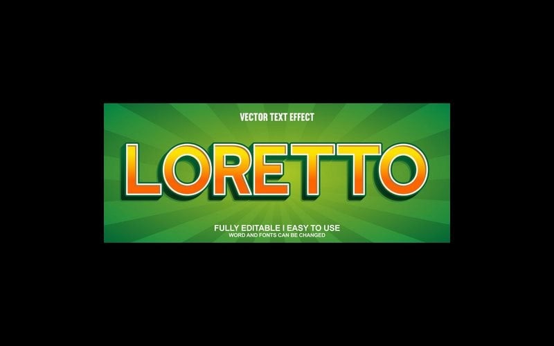 Loretto plně upravitelný vektorový 3D textový efekt