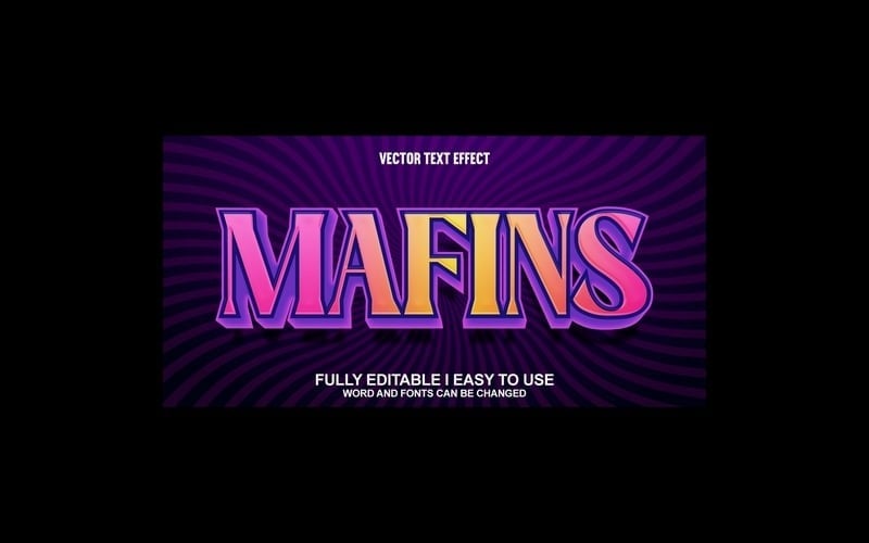 Mafins Fully Editable Vector 3D Text Effect