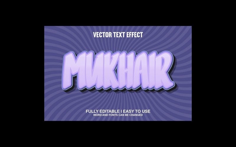 Mukhair helt redigerbar vektor 3D-texteffekt