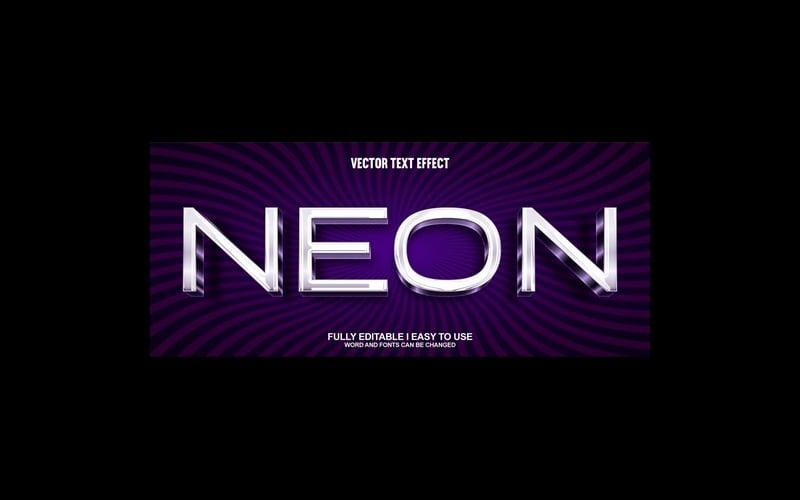 Neon Fully Editable Vector 3D Text Effect