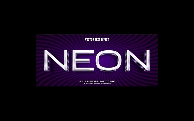 Neon helt redigerbar vektor 3D texteffekt