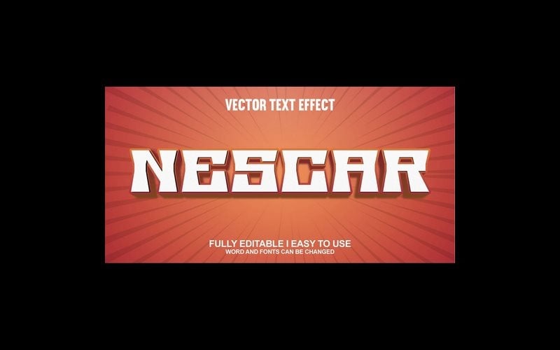 Nescar Fully Editable Vector 3D Text Effect