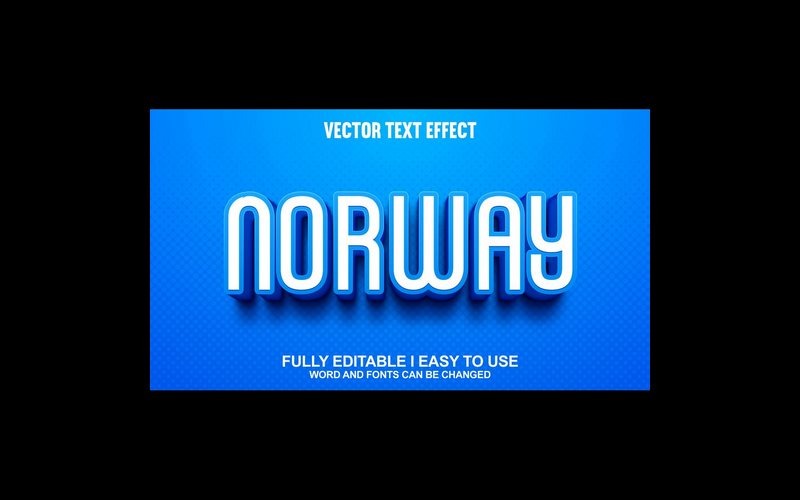Norway Fully Editable Vector 3D Text Effect