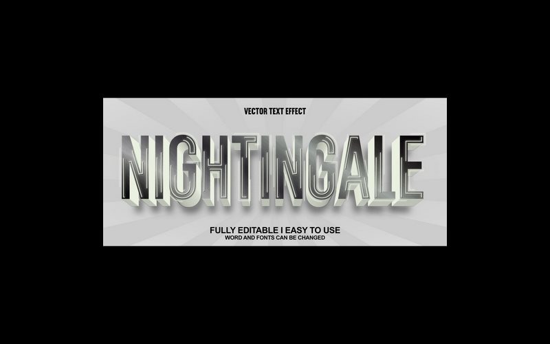 Полностью редактируемый векторный 3D текстовый эффект Nightingale