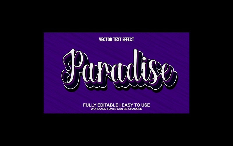 Efecto de texto 3D vectorial totalmente editable Paraíso