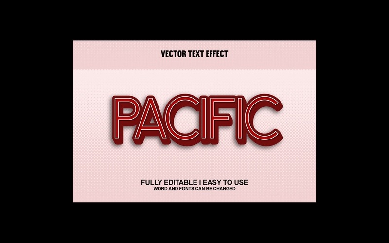 Pacific Vollständig editierbarer Vektor-3D-Texteffekt
