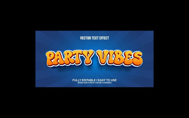 Party Vibes helt redigerbar vektor 3D texteffekt