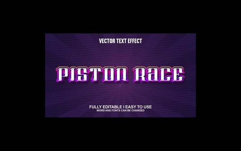Piston Race helt redigerbar vektor 3D texteffekt