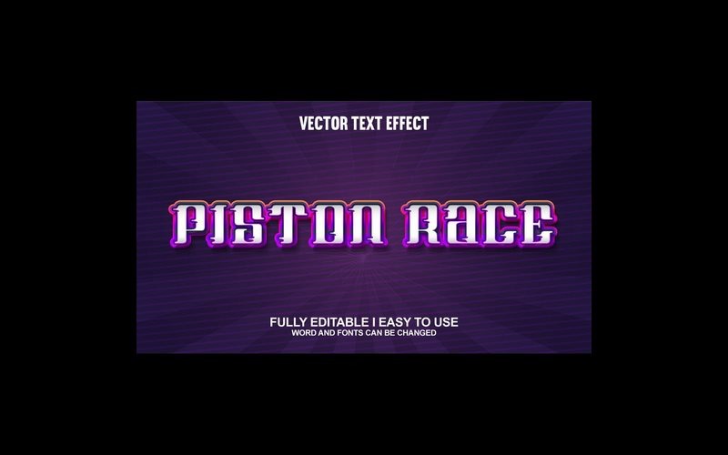 Piston Yarışı Tamamen Düzenlenebilir Vektör 3D Metin Efekti