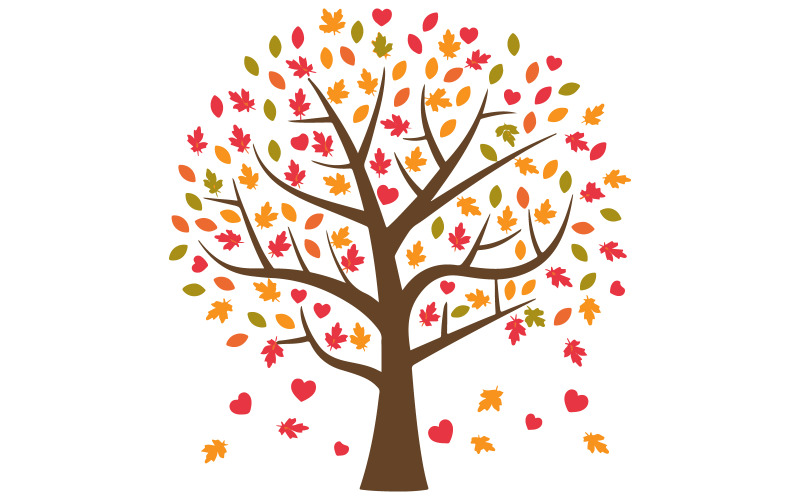 Une illustration vectorielle de l'arbre de vie avec des feuilles qui tombent