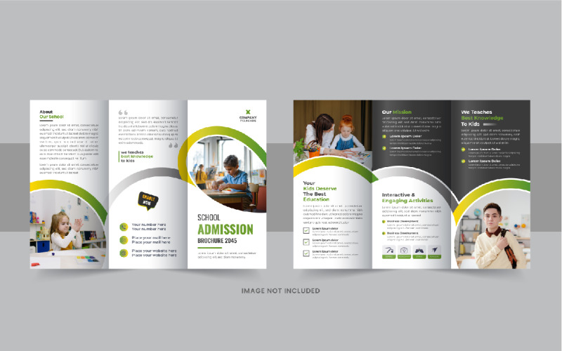 Drieluikbrochure voor toelating tot kinderschool, drieluikbrochuresjabloon voor internationale school