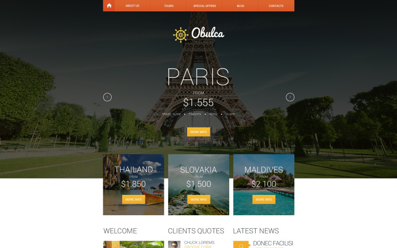 Modèle de site Web réactif pour agence de voyage