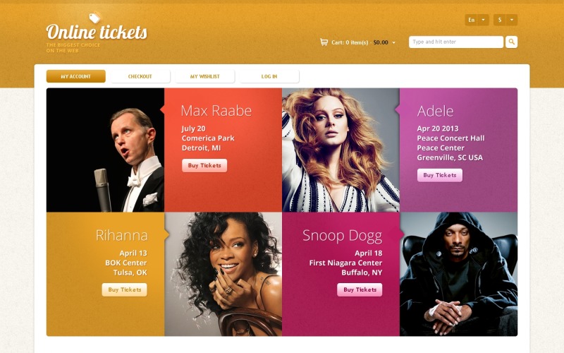 Online Tickets Store Magento Theme