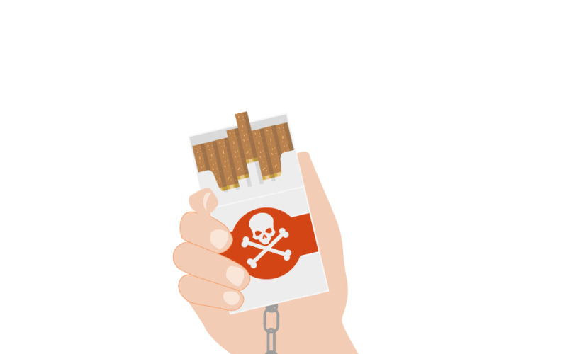 Tobaksmissbruk koncept. Pack cigaretter kedjade till handbojor