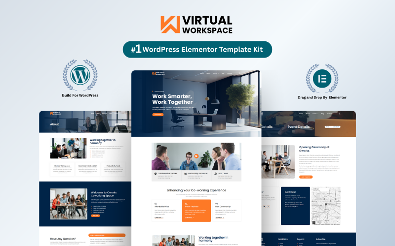 Soluções de trabalho remoto para espaço de trabalho virtual WordPress Elementor Template