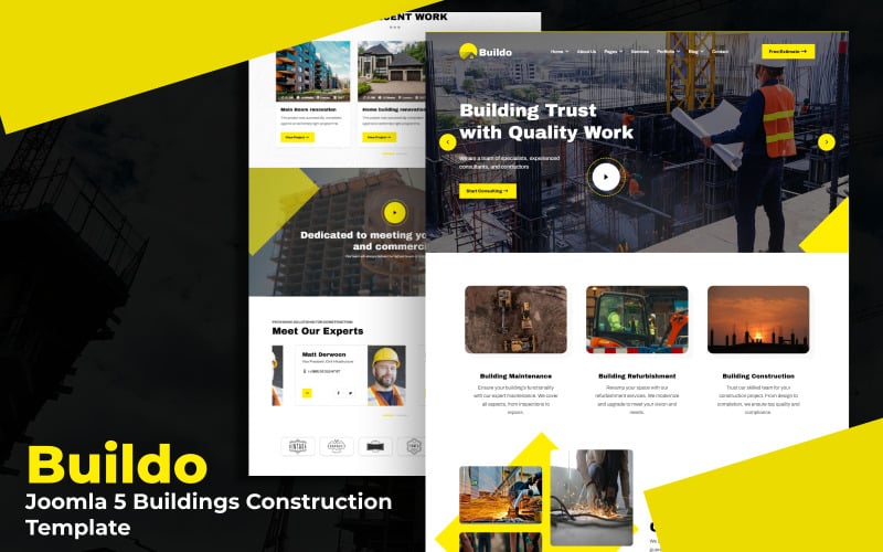 Buildo - Шаблон строительства зданий для Joomla 6