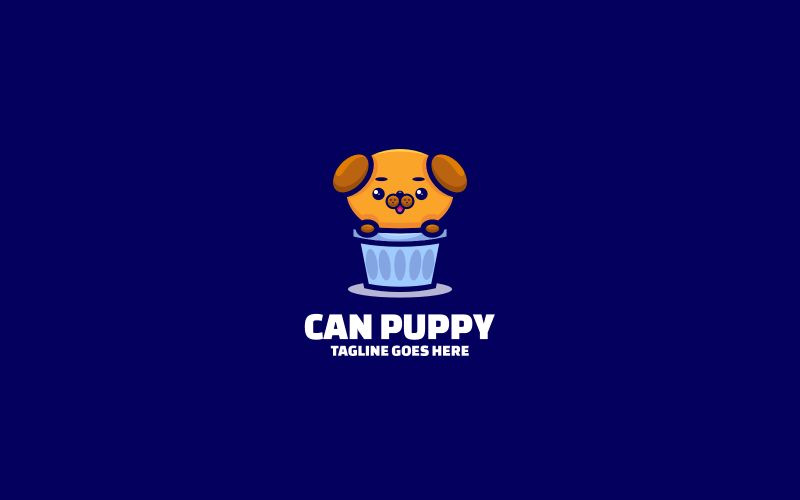 Dose, Hundebaby, Maskottchen, Karikatur, Logo